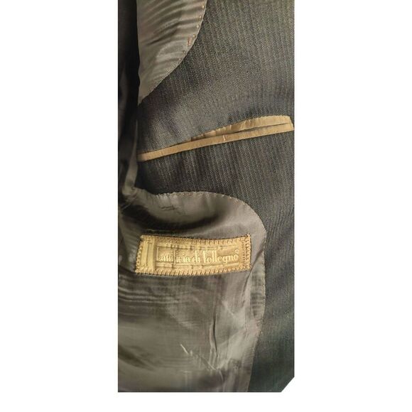 Pronto Uomo Men's Italian Wool Taupe Herringbone 2pcs Suit Size 40L / 34W - Picture 3 of 11